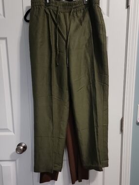 Fashion Bug Olive Green Drawstring Linen Like